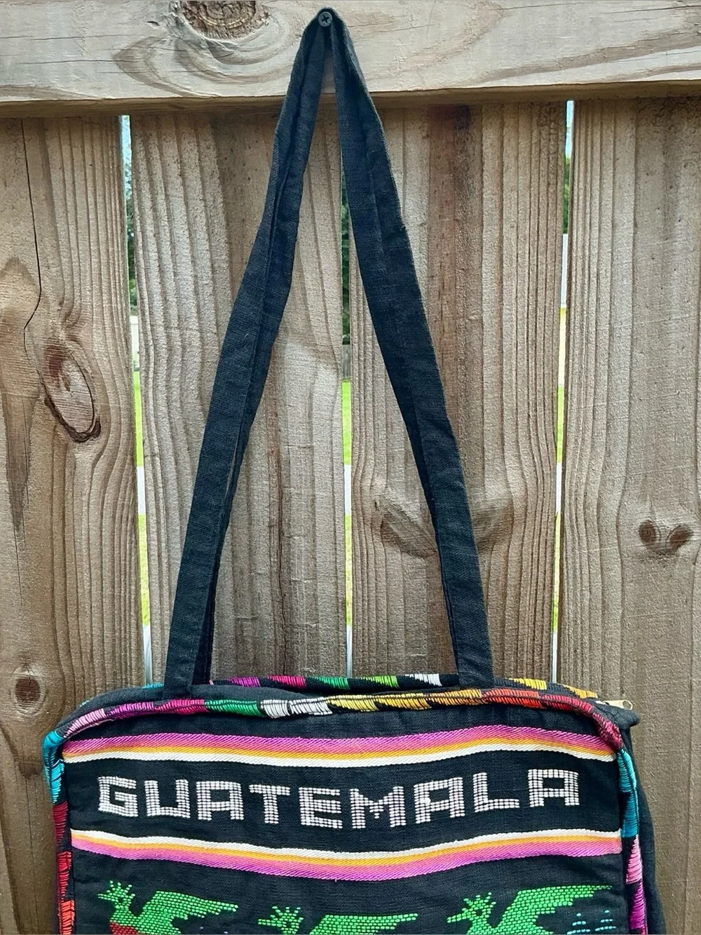 Vintage Guatemala Woven Tote Bag Padded Boho Artisan Festival Shoulder Bag